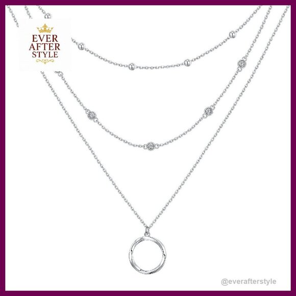 Sterling Silver Layered Choker Necklace Elegant Minimal Adjustable Dainty